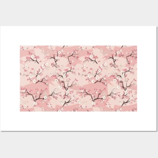Sakura Japanese Cherry Tree Flower Blossom Pattern V6 Posters and Art